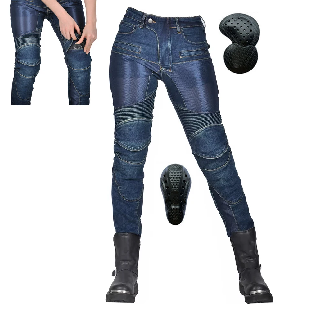 Men's Motorcycle Pants Motocross Riding Jeans Adventure Motorbike Pants  with Knee and Hip CE Armor Protector Pads