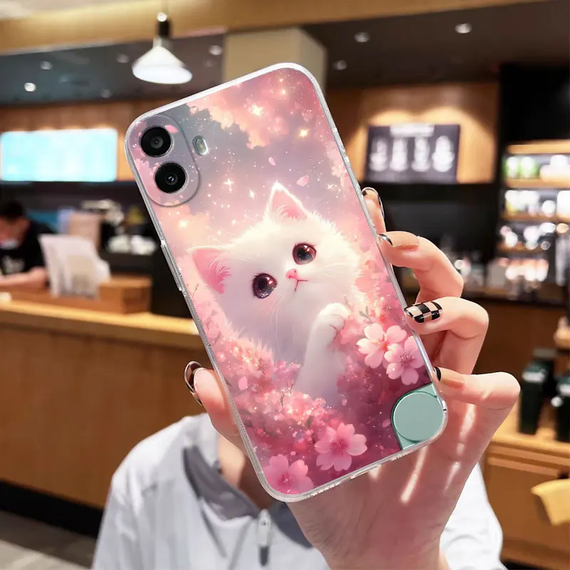 Clear Shockproof Soft Silicone Back Cover Case with Cat Design for CMF Phone 1 2A Plus and Phone 2 2A 5G