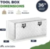 36 Inch Heavy Duty Aluminum Bar Tread Tool Underbody Box, Waterproof Square Truck Storage Organizer Chest for Pick Up Tru 6