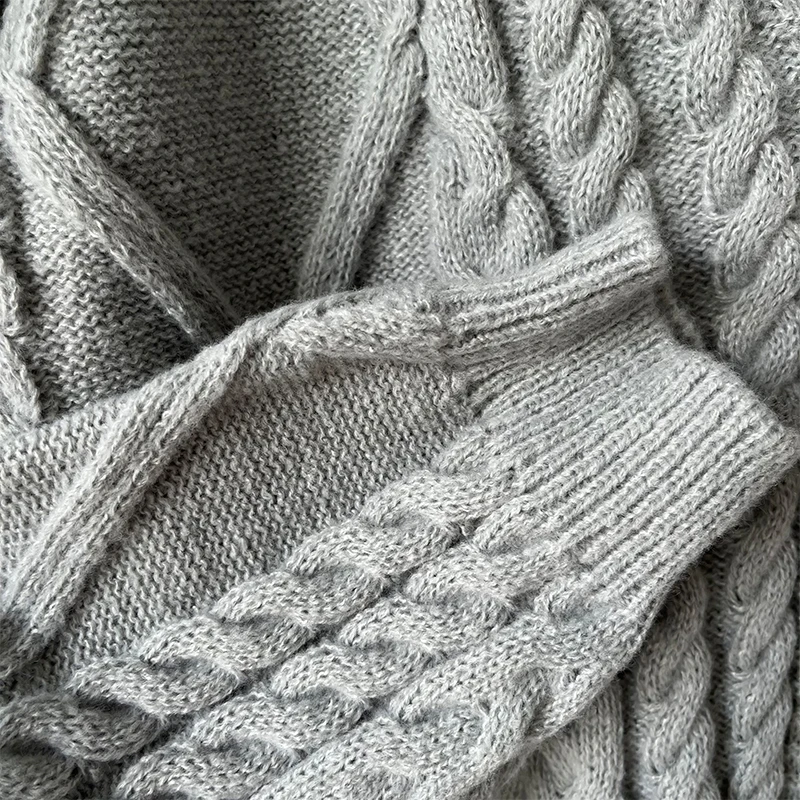 Warm V-neck Long Sleeve Knitted Cardigans Women Autumn Winter Solid Casual TTPD Sweater Coat 4