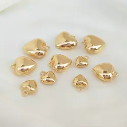 15MM 14K Gold Color Brass Heart Charms Pendants Jewelry Making Supplies Diy Bracelet Necklace Earring Findings Accessories