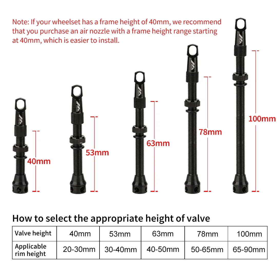 High-Performance Aluminum Alloy Presta Valve Pair for Tubeless Bikes
