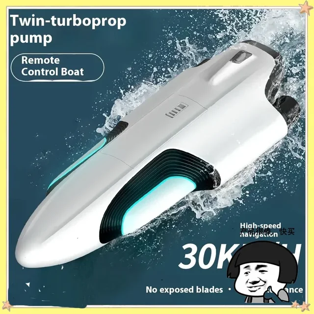 High-Speed S2 Twin Turbo RC Speedboat 35km/H Remote-Controlled Water Racing Boat with Capsizing Reset Feature Toy Model 1