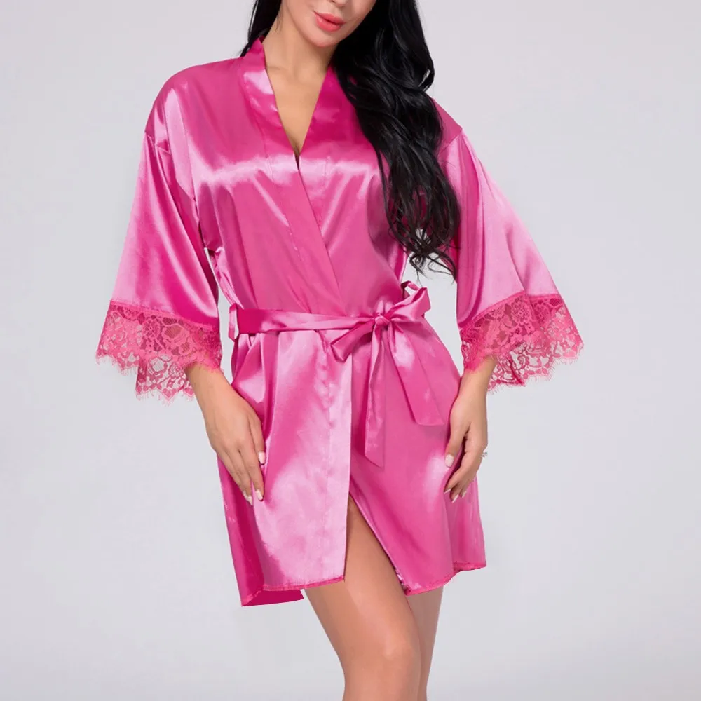 Women Pajama Sets Lace Nightdress Sexy Solid Color Sleepwear Lingerie Satin Robes Nightwear Пижама Женская - Image 2