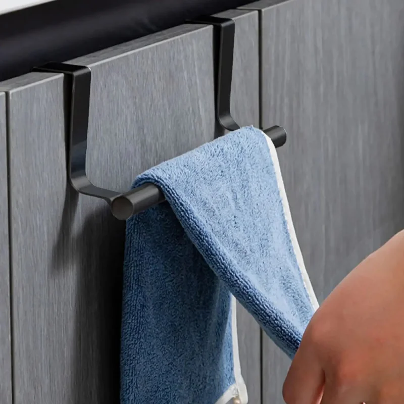 Stainless Steel Towel Rack Bathroom Towel Holder Stand Kitchen Cabinet Door Hanging Organizer Shelf Wall Mounted Bar