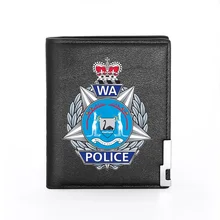 

Fashion Western Australia Police Badge Printing Leather Wallet Men Women Billfold Slim Credit Card/ID Holders Short Purses
