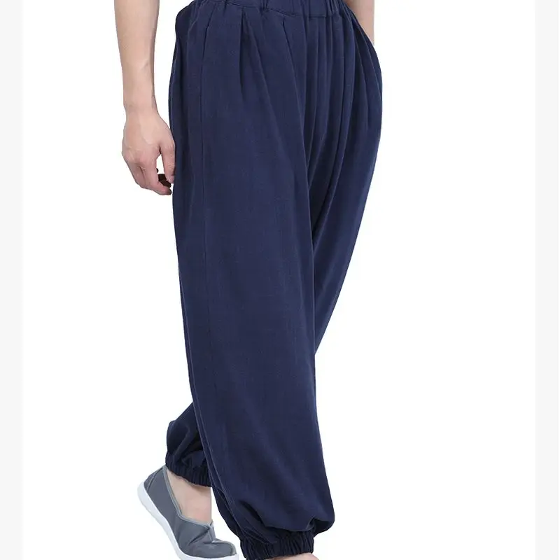 High Quality Cotton Buddhist Zen Buddha Bloomers Lay Pants Shaolin Monk Kung Fu Martial Arts Wushu Trousers Black/blue