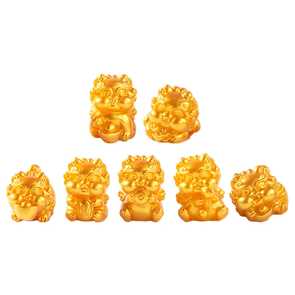 

7 Pcs Ornament Chinese Zodiac Figurine Small Resin Decoration to Ward off Evil Spirits