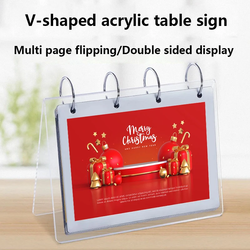 A6 Page Turning Table Menu Sign Holders Card Display Stand For School Hotel Office Store Restaurant Poster Paper Label Frame