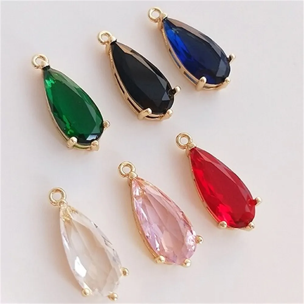 

14K Gold-coated Zircon Long Drop Pendant Handmade DIY Necklace Bracelet Pendant Earrings Accessories K189