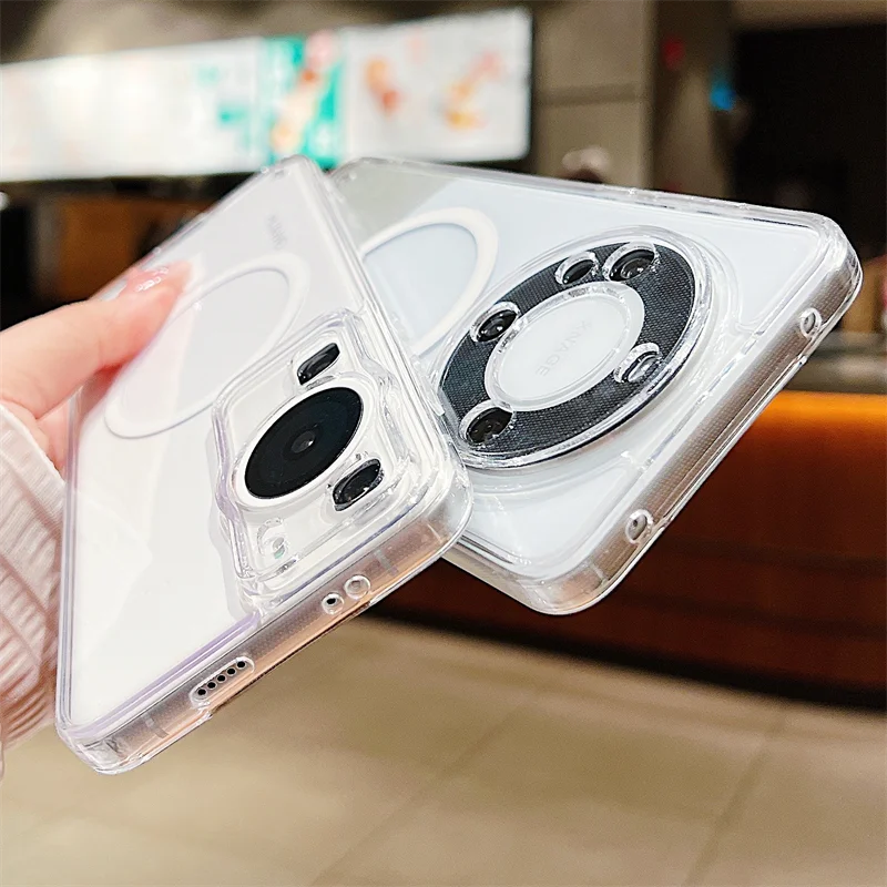 Sleek Transparent Magnetic Acrylic Case with Wireless Charging & Shockproof Protection