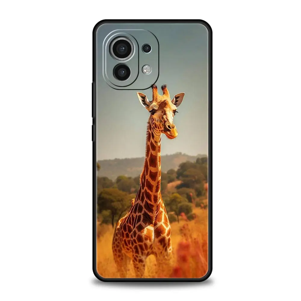 Giraffe Design Silicone Black Phone Case