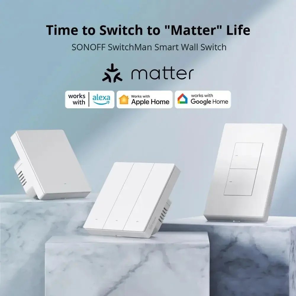 M5 Matter SwitchMan WiFi Wall Switch Push Button Switch 1/2/3Gang Two-Way Remote