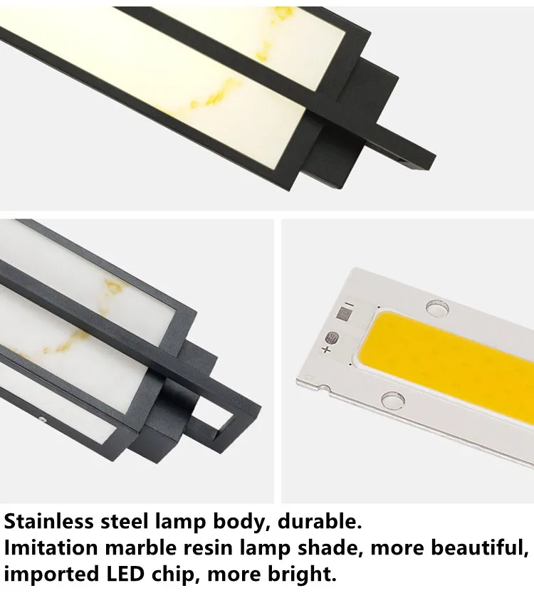 Description Picture 3 of itemOutdoor Lmitated Marble LED Wall Light AC85~265V Stainless Steel Porch Lamp Waterproof IP65 For Courtyard Street Sconce Lighting