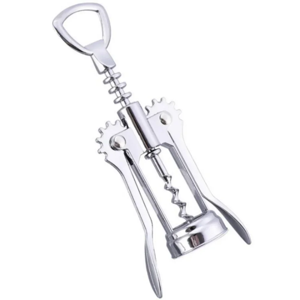 Wing corkscrew wine opener used to remove cork from bottle