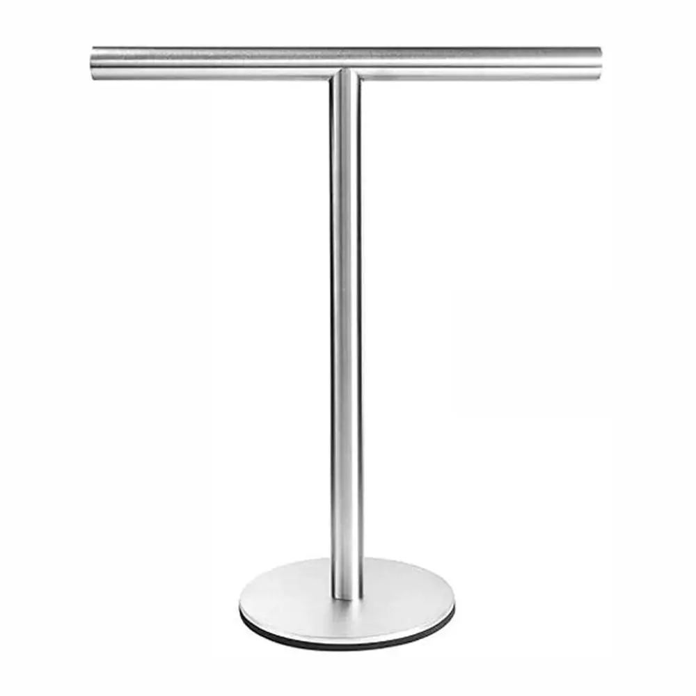 מעמד מגבות אנכי מפלדת אל-חלד בצורת ת' עמיד בפני חלודה עם בסיס כבד לאחסון במטבח או בחדר האמבטיה