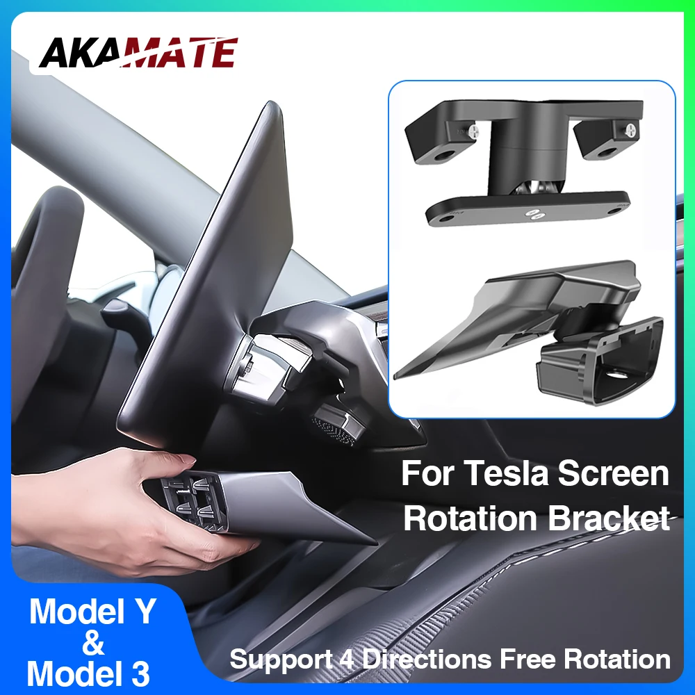 Screen Rotating Bracket for Tesla Model Y Model 3 Swivel Mount Highland Display Rotating Kit Monitor Rotate Holder