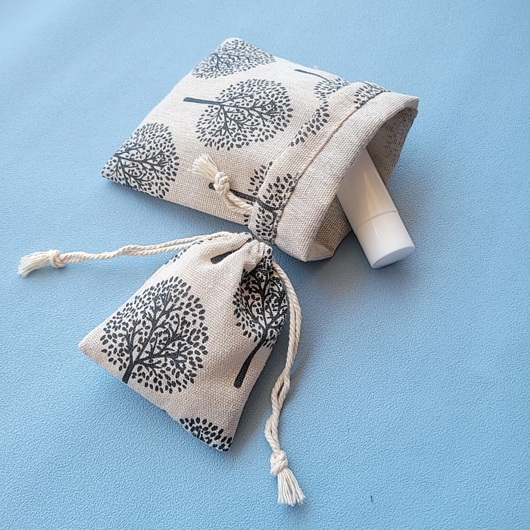 Happy Tree Linen Dust Sack 8x10cm 9x12cm 10x15cm 13x17cm Makeup Jute Jewelry gift Bags Pouches