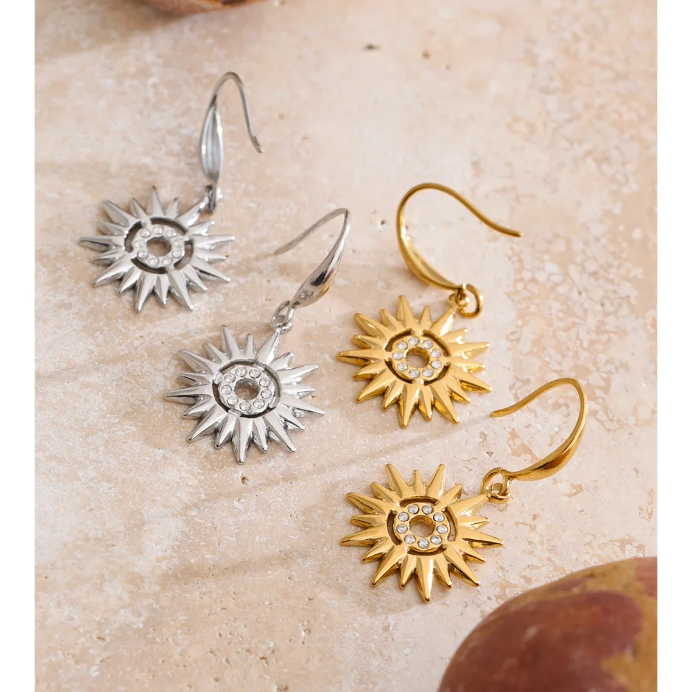 Yhpup Stainless Steel Earrings Zirconia Color PVD Fashion Daily