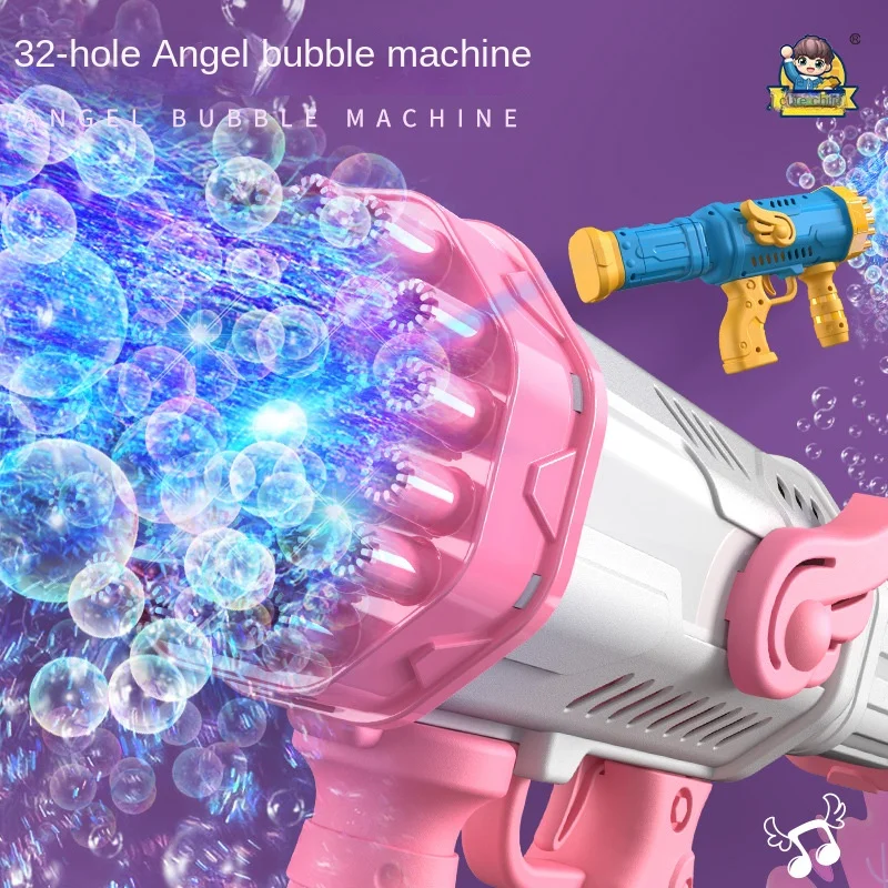 32-hole Bubble Gun Rocket Automatic Soap Bubble Machine Children's Electric Toy Bubble Gun Outdoor Party Wedding Holiday Gift 2