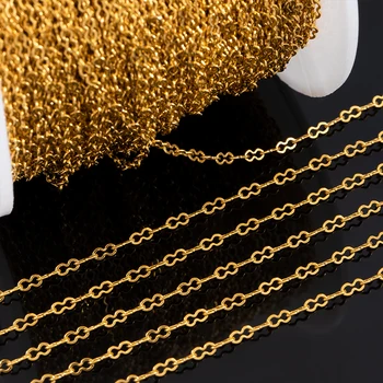 Catena a maglie a doppio anello in acciaio inossidabile da 1 metro, rotonda, 8 forme, 2 mm, collana a catena, braccialetto fatto a mano fai da te, materiale, risultati dei gioielli 1
