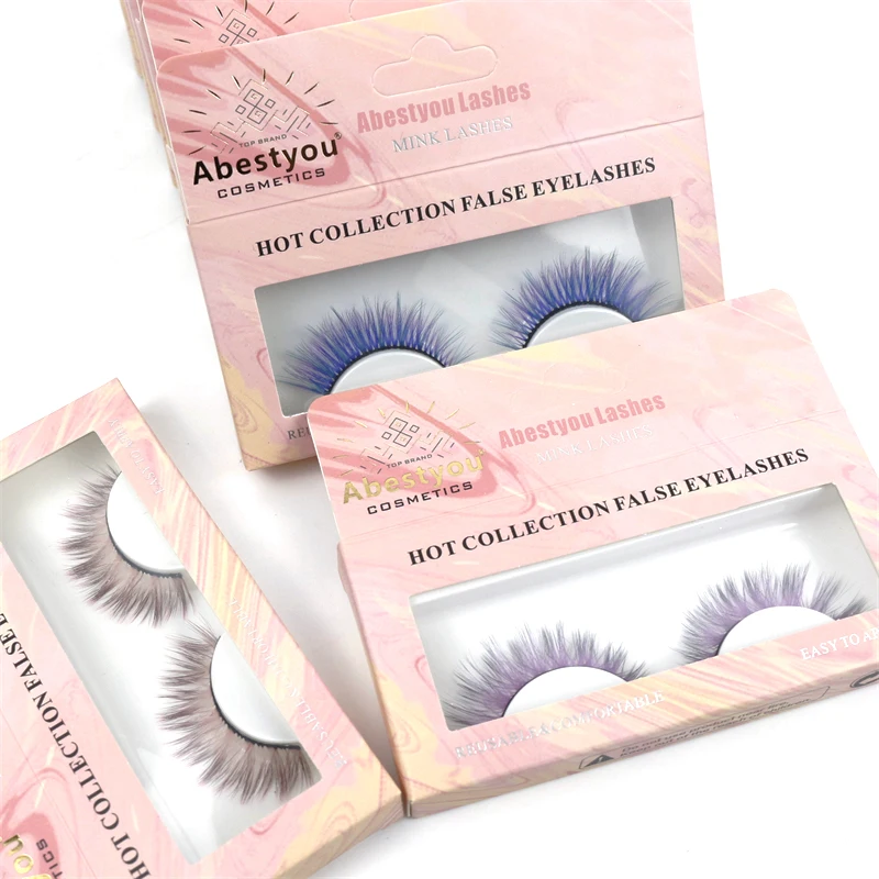 

Abestyou 3D Layered Wholesale Lamber Gold Champagne Brown Colored Eyelashes With Black Thinner Band Full Strip Lashes Make up