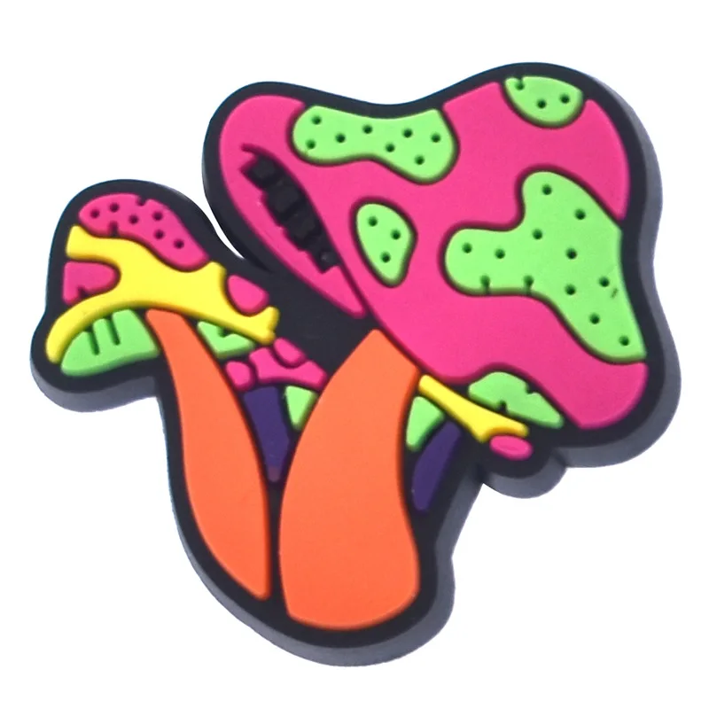 Hot Sale 1Pcs PVC Rainbow Flowers Shoe Charms Pin for Croc Accessories Decoration Bracelet Wristband Kids Women Party Gifts