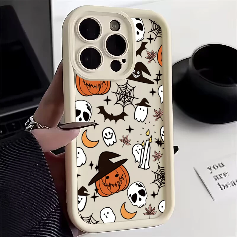 Silicone Halloween Pumpkin Ghost Phone Case - Soft Cover