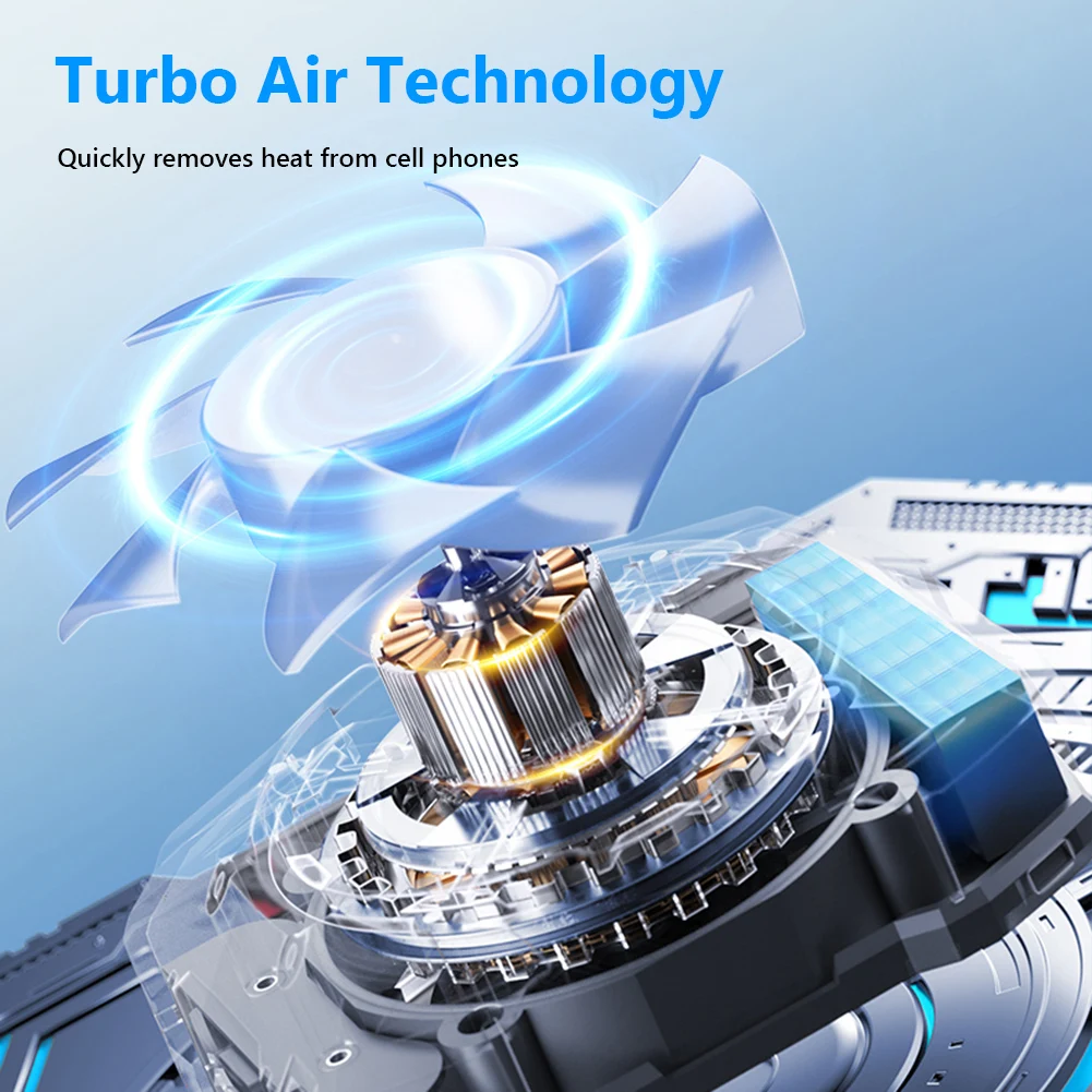 X52 Phone Cooling Radiator Mute Phone Cooling Fan 3-gear Adjustable Rechargeable Gaming Radiator for IOS Android Cool Heat Sink