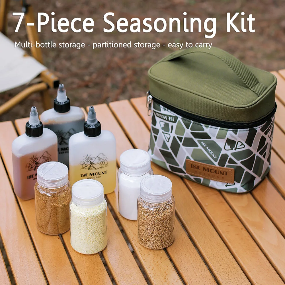 Seasoning Bottle Set Storage Bag Portable Camping Seasoning Dispenser Set Condiment Jars Organizer Travel BBQ Camping Supplies