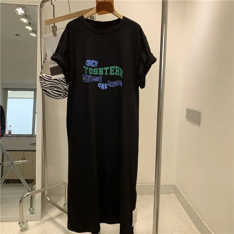 

Women Clothing Short Sleeve Basic T-shirt Tunic Summer Printed Oversized Casual Loose Long Tees