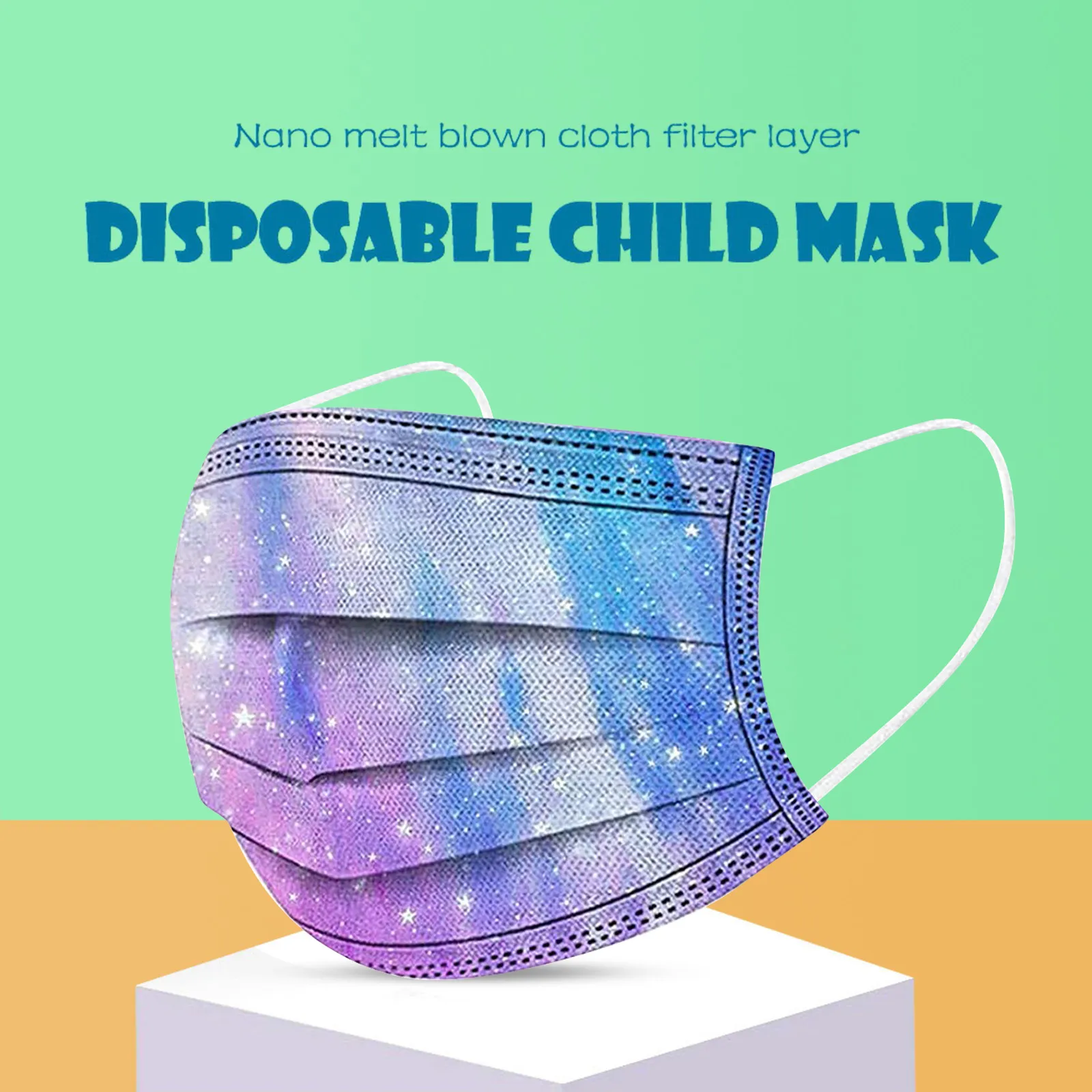 50PCS 3-Ply Disposable 3D Print Mouth And Nose Protection Bandana Masks For Children Adult face mask