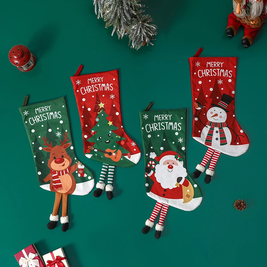 Christmas Stocking Bag Santa Elk Snowman Pattern Christmas Socks Gift Bag Xmas Tree Hanging Ornament Navidad Gift images - 6