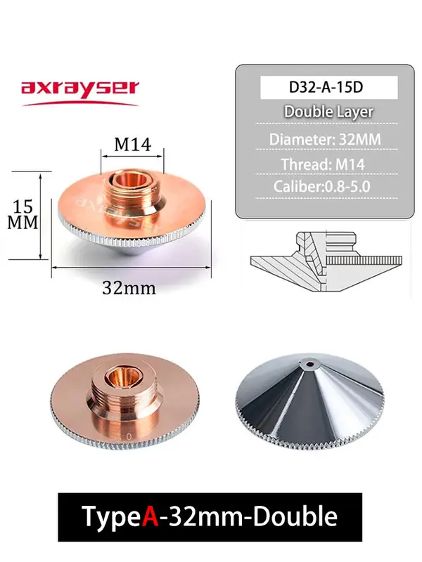 All Types Laser Nozzles Fiber Cutting Machine Double/Single Dia.28/D32mm for Raytools Precitec WSX HSG Bodor HANS Laser Head - Image 17