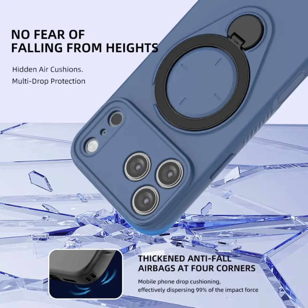 Magnetic TPU Phone Case with 360° Rotating Kickstand and Ring Holder