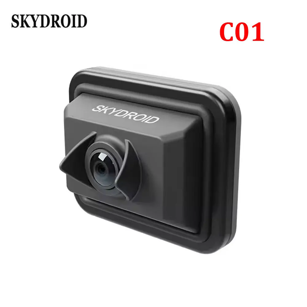 Caméra Skydroid C01 4K 30FPS EIS fixée sous un drone, capturant des images stabilisées en plein ciel.