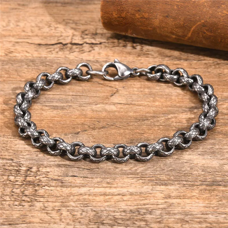 أساور سلسلة مستديرة من جلد البقر مكتنزة للرجال ، س...