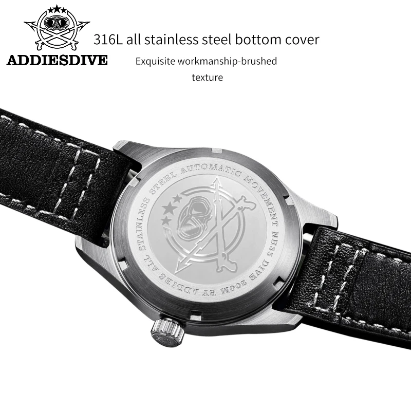ADDIESDIVE MY-H2 Men Automatic Watch 20Bar Diver Waterproof NH35A Stainless Steel Mechanical watches Super Luminous reloj hombre
