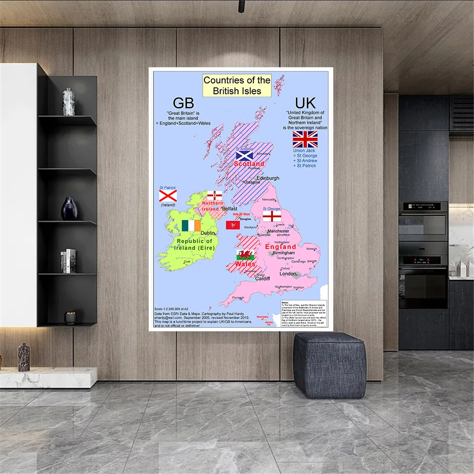 100*150 Cm The United Kingdom Map Art Poster Non-woven Canvas Painting Wall Sticker Card Home Decoration School Supplies