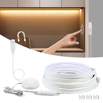 USB LED 조명, 유연한 네온 조명 리본 테이프, COB 네온 LED 스트립 터치 센서, 손 스윕 온 오프 디밍 조명, 11mm