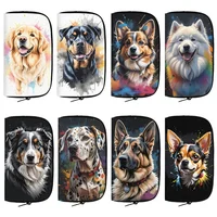 Cute German Shepherd Pug Border Collie Chihuahua Dog Print Wallet Watercolor Painting Dog Credit Card Earphone Holder Purse 1