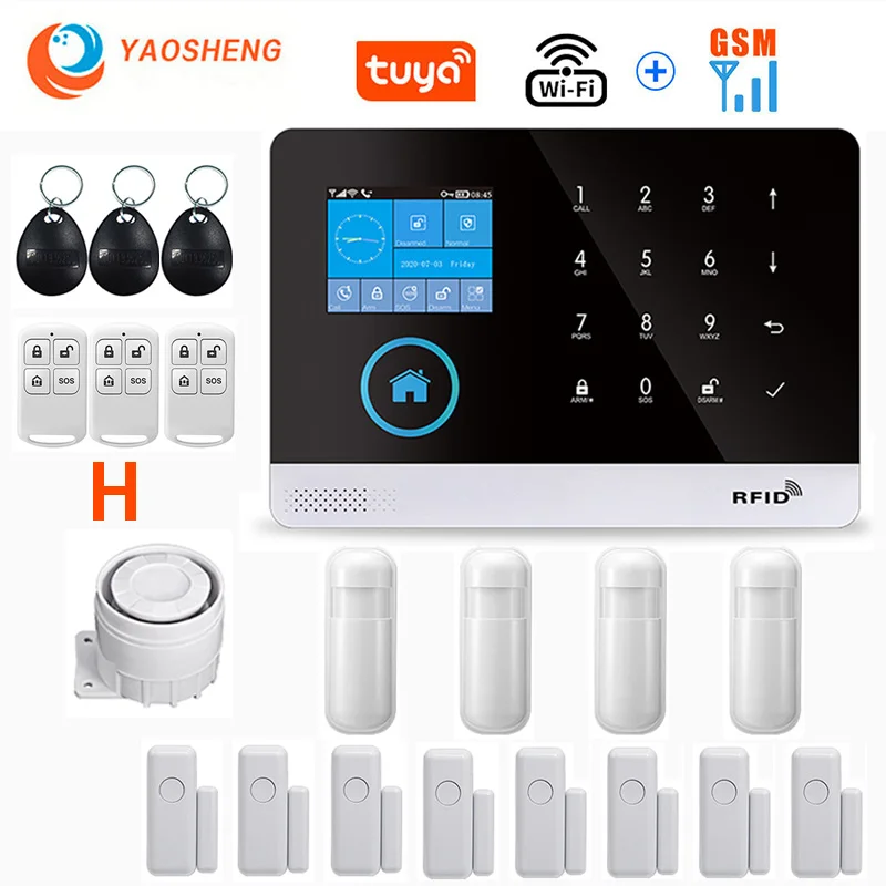 elderly emergency button Wireless WIFI GSM Home Security Alarm System For Tuya Smart Life APP With Motion Sensor Detector Compatible With Alexa & Google ring alarm pad Alarms & Sensors