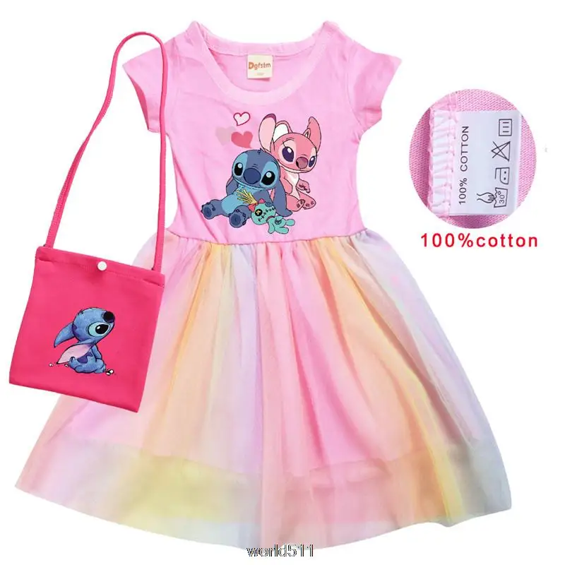 Lilo And Stitch Kids Summer Lilo Stitch Cosplay Dress Baby Girls Cute Lace  Princess Dress Toddler Girls Birthday Party Dresses