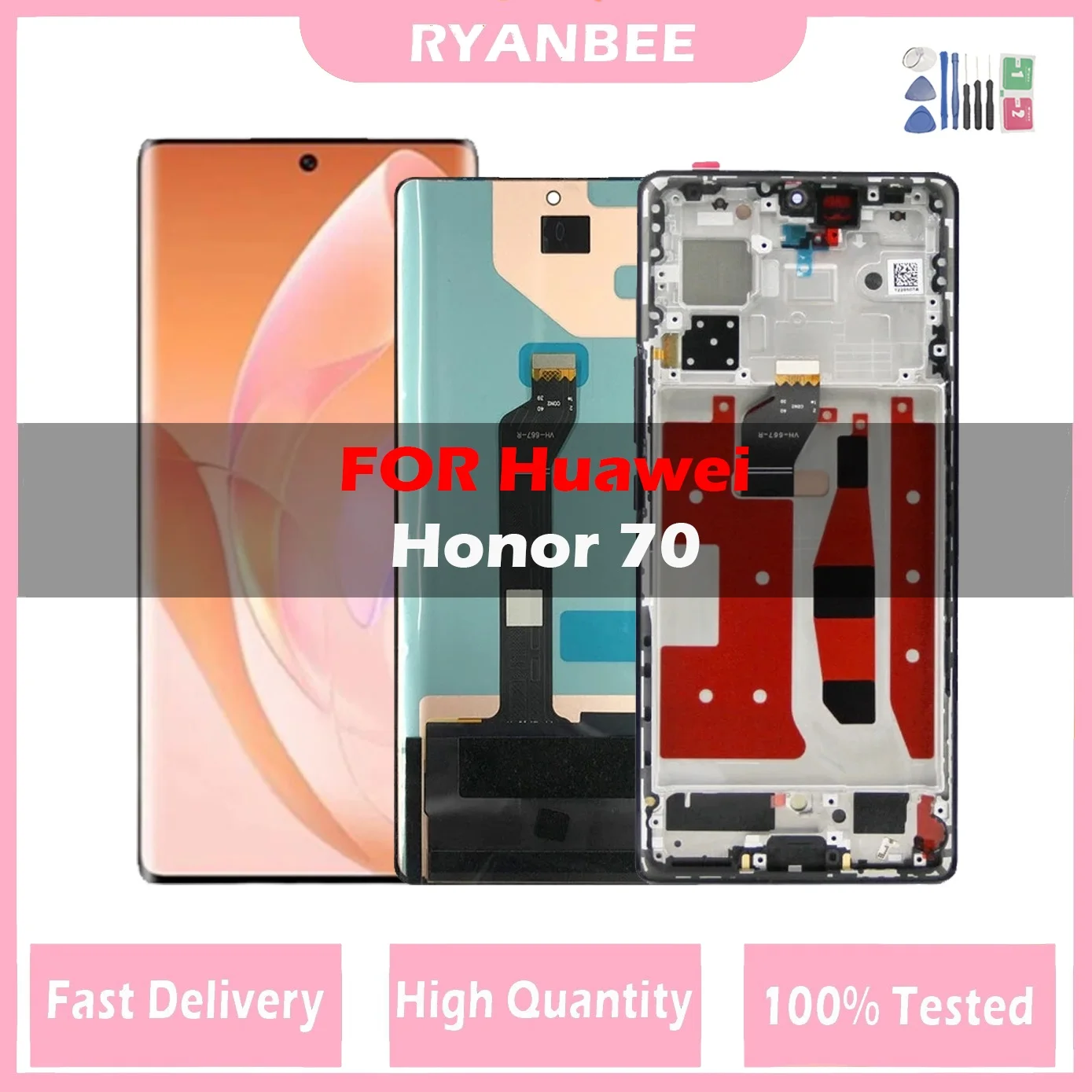 

6.67'' Original LCD For Huawei Honor 70 LCD Display Touch Screen Digitizer Assembly For Honor 70 FNE-AN00 FNE-NX9 LCD Display
