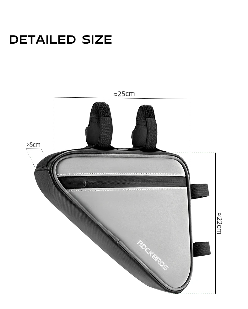 ROCKBROS Reflektierende Fahrradtaschen Oberrohrtasche Dreieckstasche Vorderträgertasche Abnehmbare Mountainbike-/Rennrad-Satteltasche Fahrradausrüstung – Detail 11