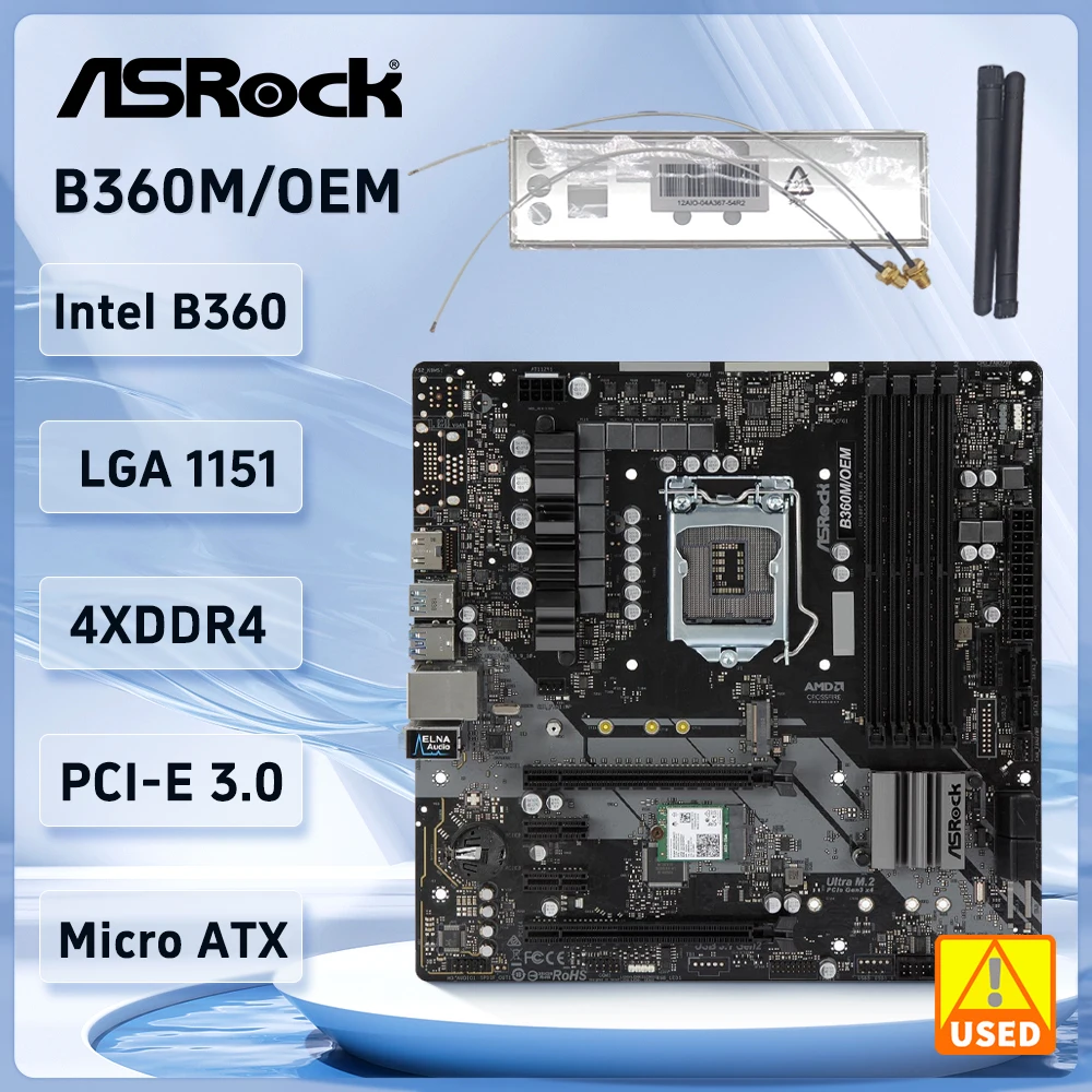 

ASRock B360M/OEM 1151 Motherboard Intel B360 DDR4 HDMI M.2 Intel Micro ATX Supports Intel 8/9th Gen Core i5 8500 cpu