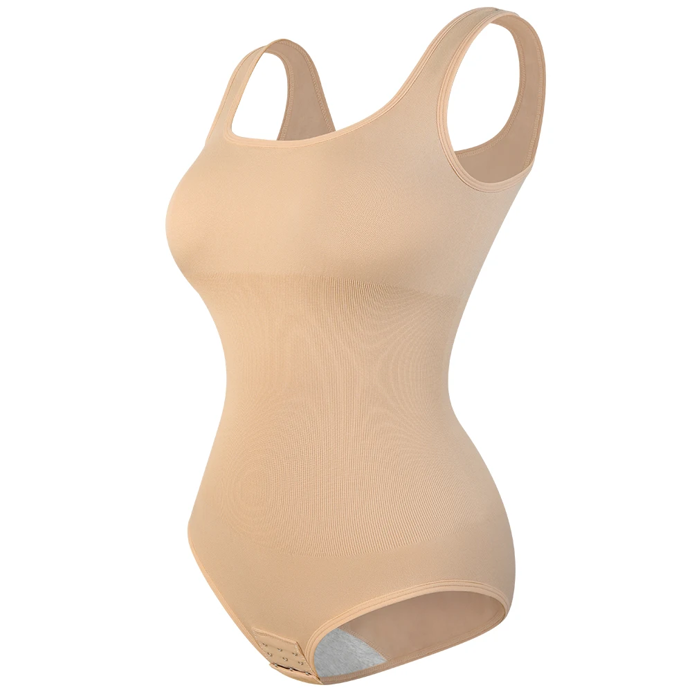 Plus Size Women's Wide Shoulder Strap Bodysuit Tummy Control Shapewear - Full-Body Contouring for Postpartum & Daily Wear