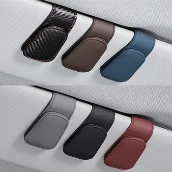 Magnetic Leather Car Sun Visor Glasses Holder Clip 1