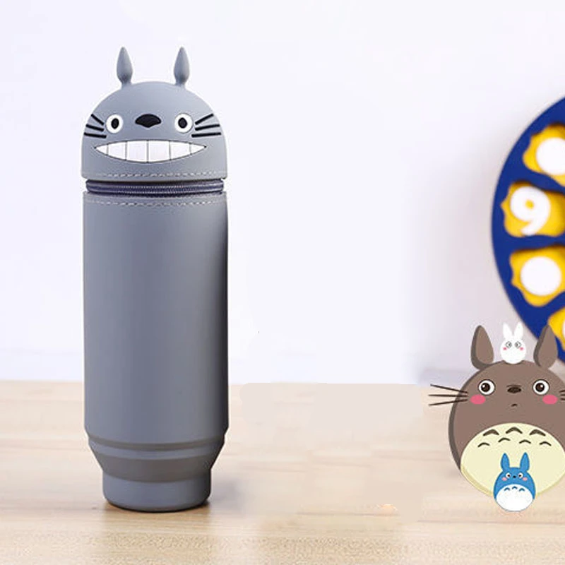 Estuche escolar Kawaii con Gato Totoro, estuche de lápices de papelería, estuche de silicona pantalones, bolsa para Scolaire|Estuches escolares| - AliExpress