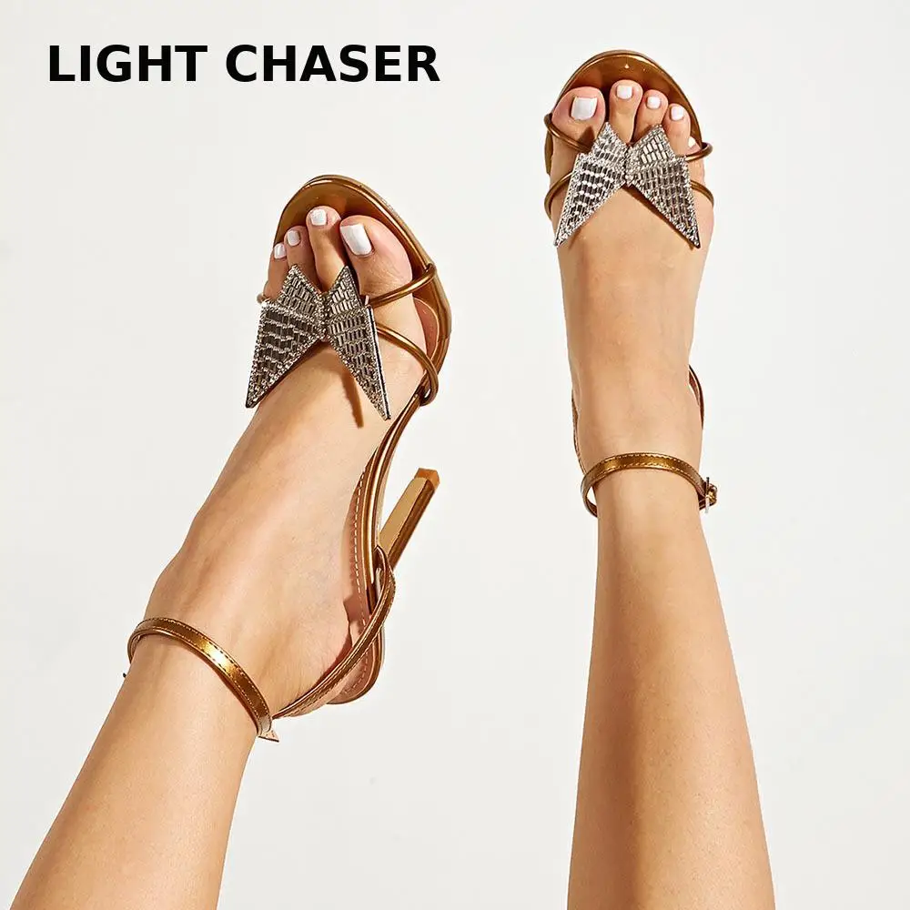High-heeled Sandals Women's Summer All-match Temperament Rhinestone Butterfly Stiletto Sandals Women's Party Dress Women's Shoes